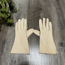 Vintage Womens Size 6 1/2 Tan Deerskin Leather Gloves Table Cut