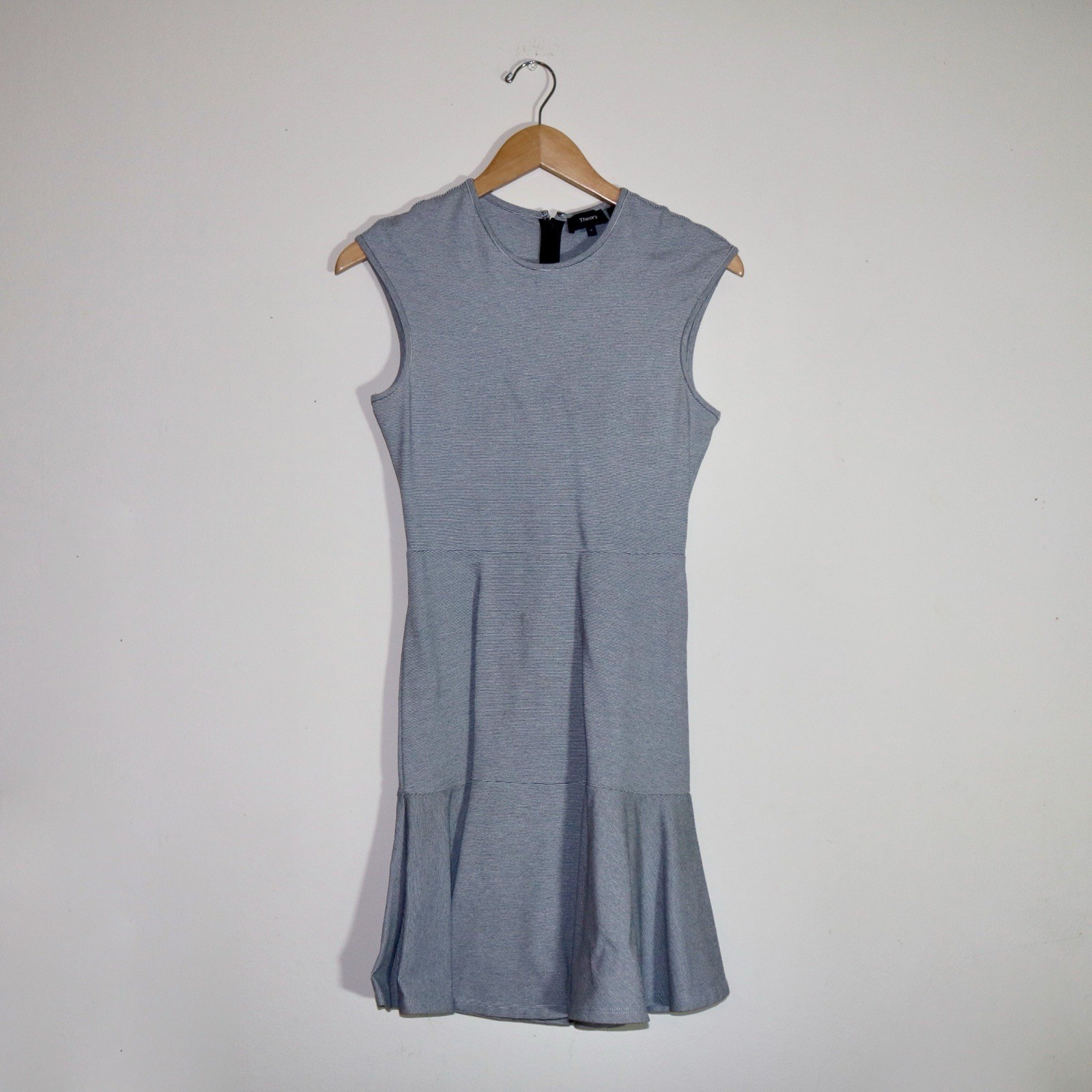 Theory Essential Flare Dress in Fixture Ponte Stripe (Black/White) Size: 0 thumbnail 2