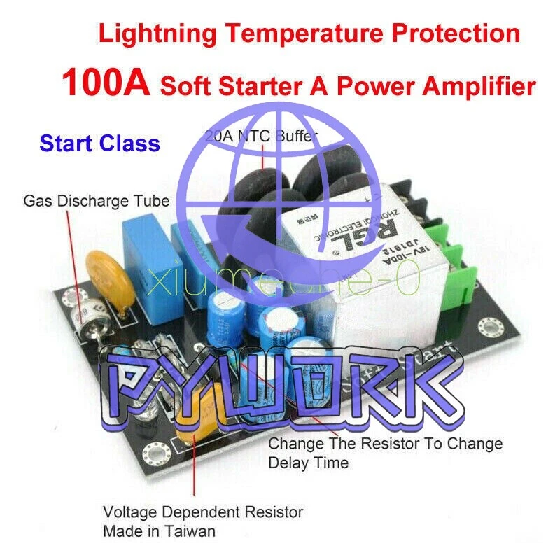 100A 220V Class A Power Amplifier Soft Start Delay Temperature Protection Board - Image 2 of 4