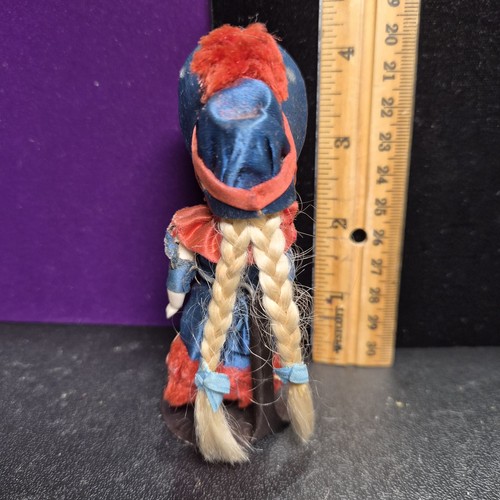 RARE DETAILED Antique Bisque Dollhouse Cabinet Doll OG Silk Clothing Long Hair - Picture 5 of 16