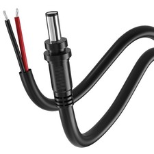 18AWG DC Power Pigtail Cable 2.1x5.5mm Male Plug to Bare Wire 3 Ft Cord