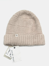 Barefoot Dreams CozyChic GRID Ribbed Beanie STONE Beige Tan Neutral New