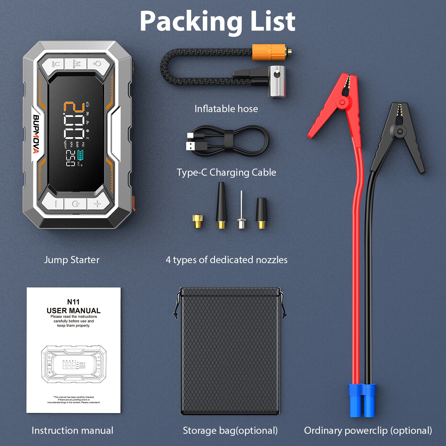 15000A 12V Lithium Jump Starter with Air Compressor USB for Car Truck SUV Boat
