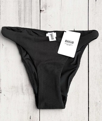 Wolford Ultra Texture Cheeky Bikini Bottom Brief Size XS Black Ribbed Swim New