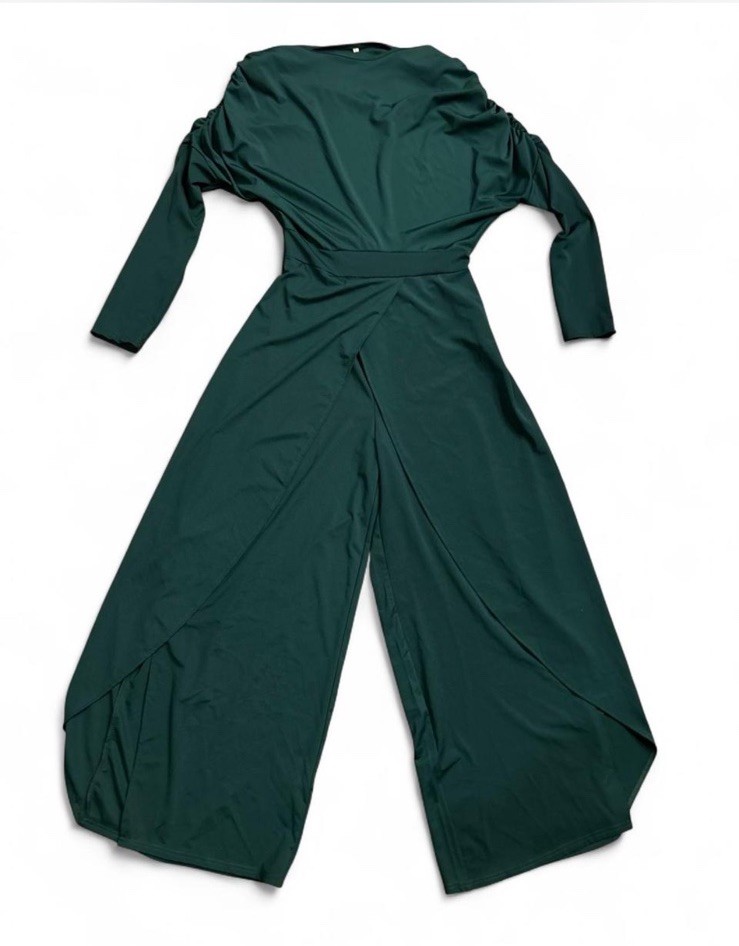 Women’s One Piece Outfit Long Sleeve Mock Neck Wide Leg Pants Jumpsuit Large