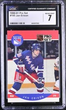 1990-91 Pro Set Jan Erixon #195 CGC 7 NY Rangers Hockey Card Slab NM Vintage
