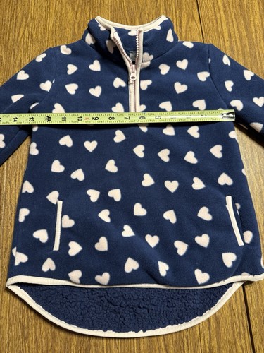 CARTER'S KIDS NAVY BLUE ZIPPER FLEECE WITH PINK HEARTS SIZE 5 GIRLS COMFY - Picture 6 of 8