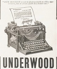 Nuestra misión Underwood c1900 Wagner Typewriter Co. anuncio impreso carta del Chicago Tribune