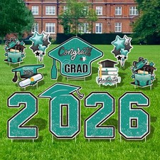 Large 11 PCS Graduation Yard Signs, Class of 2026 Congrats Grad Outdoor Lawn Yar