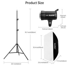 Pro Lighting Kit: 2x Godox SL-60W LED Video Lights  Softboxes  Stands SL 60W