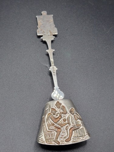Marked 90 Repousse Sterling Silver Sugar Spoon Holland Water Carrier Top - Picture 2 of 6