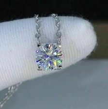3 CT Round Cut Lab-Created Diamond Pendant Ne...