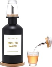 11.8OZ Glass Mouthwash Dispenser for Bathroom with Stainless Black/350 1
