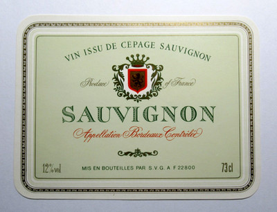 Vintage French Wine Label Sauvignon Appellation Bordeaux Controlee France