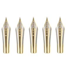 5pcs Fountain Pen Nibs 0.5mm Medium Medium Nib 5.1MM Gold/Silver