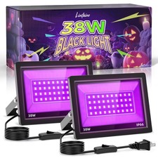 2 Pack 38W LED Black Light, Blacklight Flood Light for Glow Party IP66 Waterp...