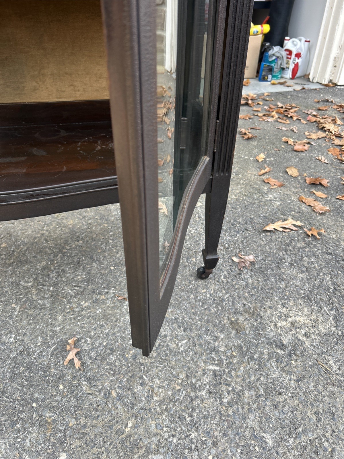 Antique wood cabinet curved glass Great Display Cabinet