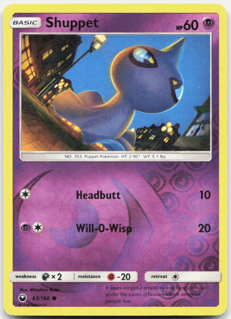 Shuppet 63/168 Common Celestial Storm Pokemon Reverse Holo LP
