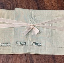 Vintage Pure Linen Hanky, Light Green, Set Of 3, New With Tags
