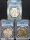 (2) 1987 & (1) 2013 PCGS MS66 American Silver Eagles - Rainbow Toned