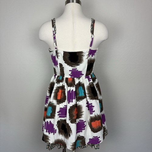 Kensie Colorblock Dress Silk Linen Blend Size M Animal Print Contrast Quirky Art - Picture 8 of 14