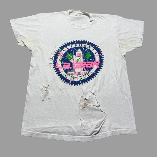 Vintage 80s L.A. Gear California Paint Splatter Surf Skate Graphic Shirt Medium