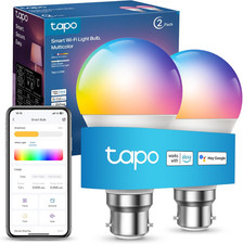 Tapo Smart Bulb B22 Colour Changing 2 Pack Alexa WiFi Dimmable LED Light