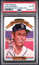1982 Donruss - Diamond Kings Alan Trammell #5 Name Spelled Correctly PSA 6