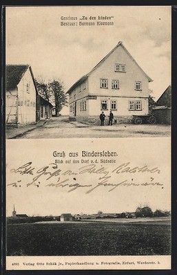 AK Bindersleben bei Erfurt, Gasthaus zu den Linden H. Kleemann mit Straße, Orts 