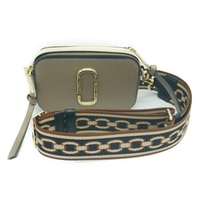 Marc Jacobs The Snapshot Canvas Gray Crossbody Bag with Chain Strap Excellent