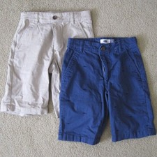 Set of 2 Old Navy Boy s 8 Slim Navy Blue Shark Khaki Tan Ecru Shorts Summer
