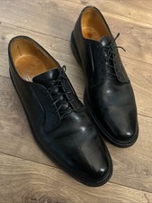 Vtg Florsheim Imperial Mens Black Grain Plain Toe V Cleat Derby Made in USA 11 D