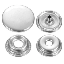 30Set Press-Stud Cap Button 17mm Metal Snap Fastener for Crafts, Silver