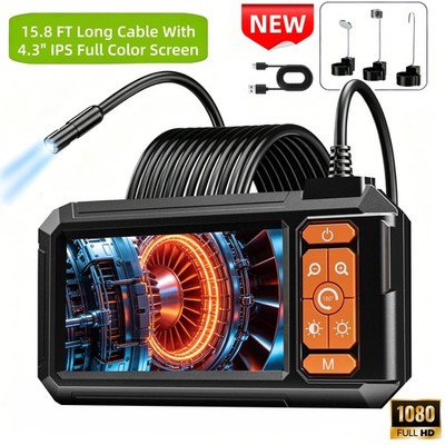 Borescope Endoscope Camera 4.3 Inch 1920P HD Inspection  Industrial Endoscope