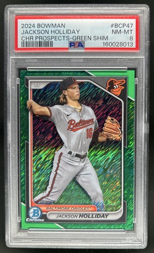 2024 Bowman Jackson Holliday Chrome Prospects Green Shimmer Refractor #/99 PSA 8