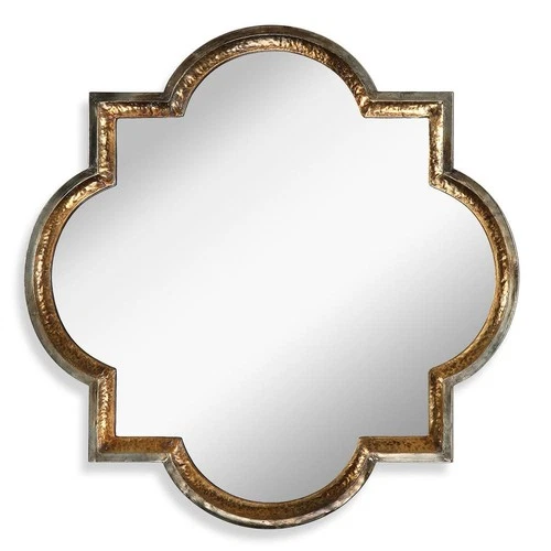 Lourosa Quatrefoil Mirror Hammered Antiqued Copper Gold Finish ~ Uttermost 12862 - Picture 1 of 5