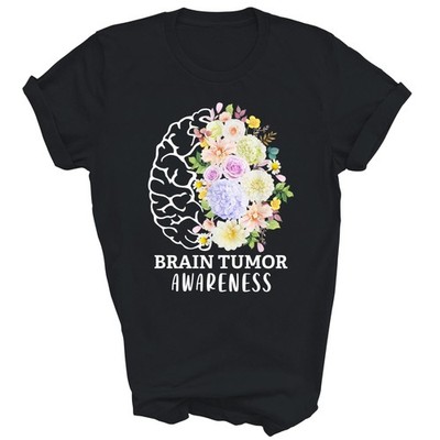 Flower Brain Tumor Awareness Brain Cancer Warrior Gray Unisex Shirt Gift