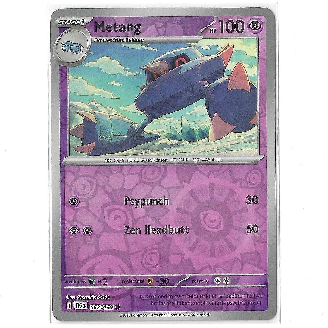 Metang 62/159 Reverse Holo Common Journey Together NM Pokemon TCG