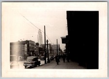 Vtg Snapshot City Street With Cars and People 1950s