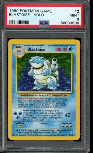 1999 POKEMON BASE SET UNLIMITED #2 BLASTOISE-HOLO PSA 9