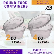 2oz and 4oz Plastic Small Food Storage Container Sauce Dip Pot Hinged Lid