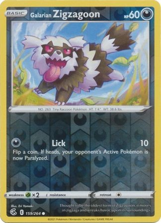 GALARIAN ZIGZAGOON 159/264 FUSION STRIKE POKEMON (REVERSE HOLO, NM)