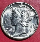 1943 Choice Uncirculated US Mercury SILVER Dime "Philadelphia" Mint! Old Coin!