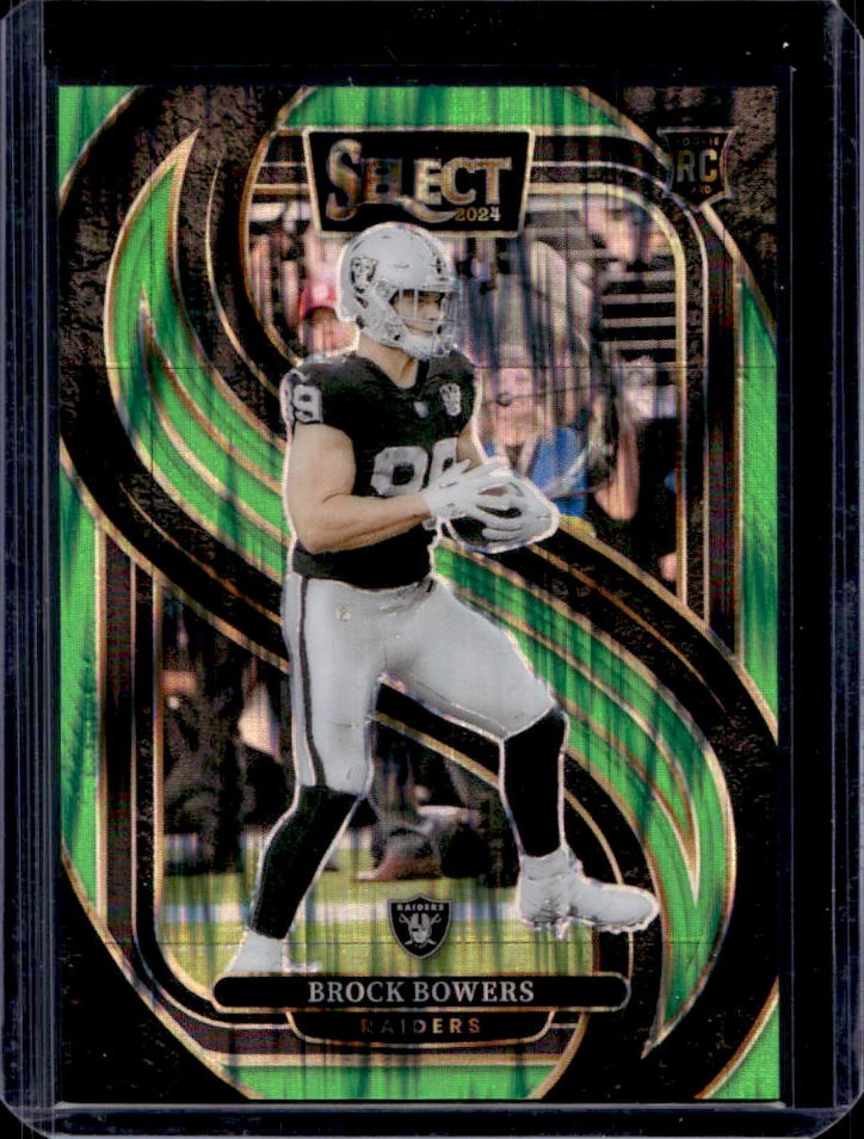 2024 Select Brock Bowers Premier RC Neon Green Prizm Shock #455/499 Raiders