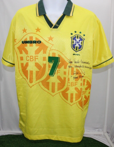 Brazil National Team Authentic Umbro Jersey Size Large 1994 #7 BEBETO FIRMADA - Picture 2 of 16