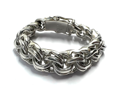 Heavy Taxco Mexican 925 Sterling Silver Garibaldi Chain Bracelet