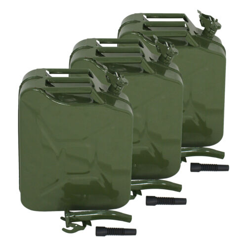 3X Jerry Can  oline Oil Army Army Backup Metal Steel  5 Gallon 20L Tank - Picture 1 of 10