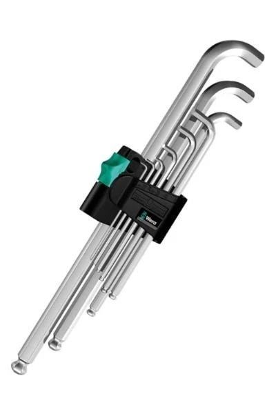 Wera 073594 9 Piece Short Arm Ball End Hexagon Allen Key Sey 1.5-10mm Metric