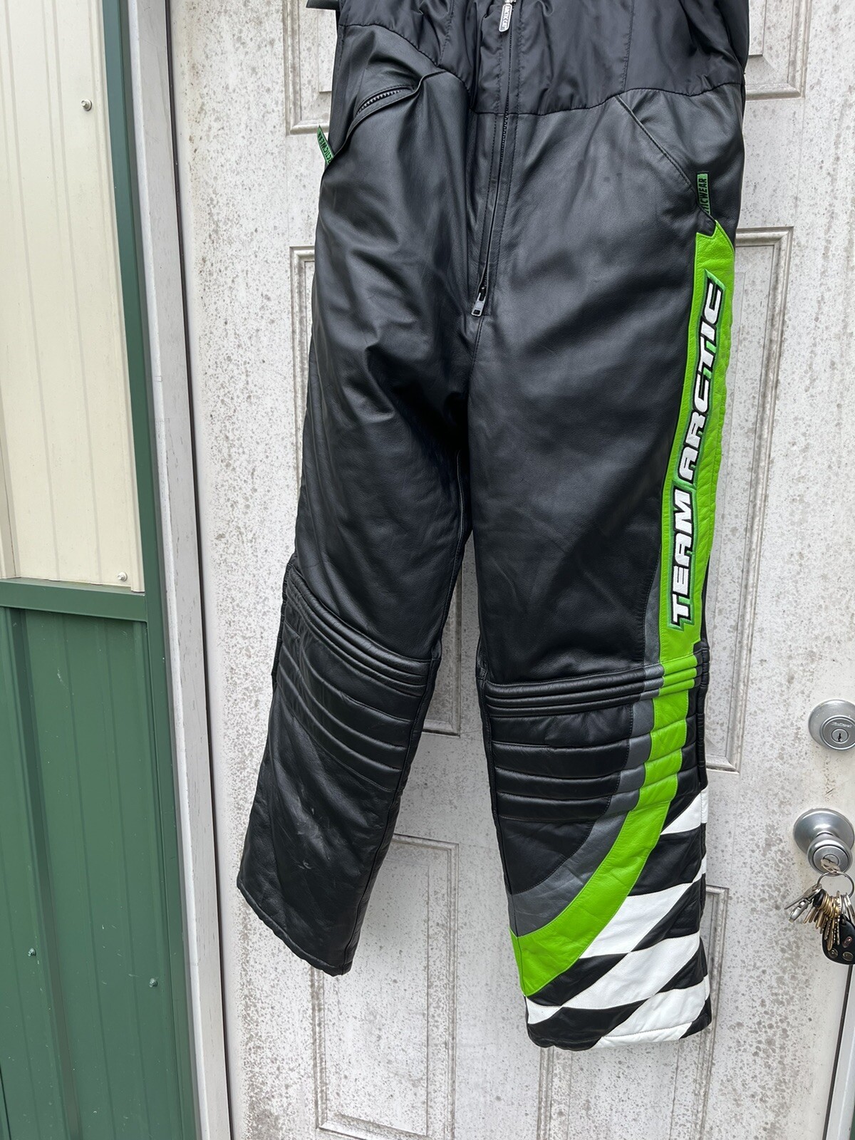 Vintage Arcticwear Arctic Cat Leather Snow Suit Pants Bibs Jacket Med