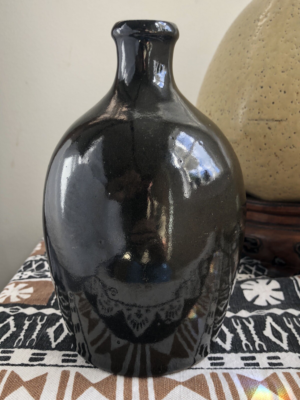 Jugtown Ware Dark Earthy Jug 7” Pottery Seagrove NC Stamped Dated 1984 Vintage